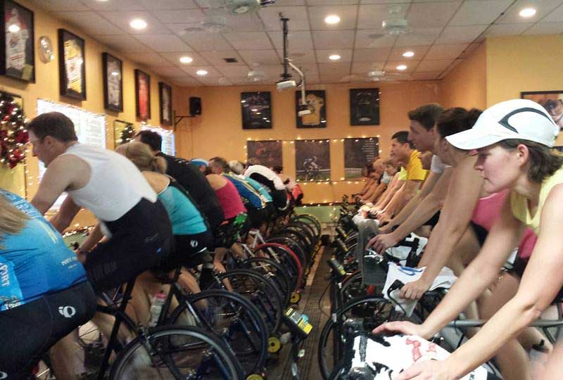 Indoor cycling training at Hefler Performance Coaching